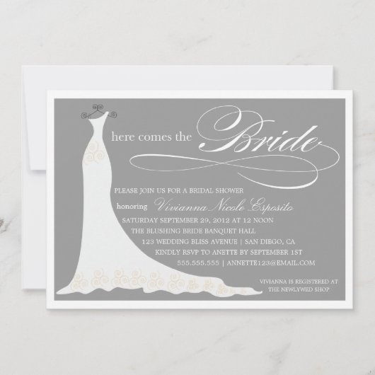 HIER KOMT DE BRIDE | BRIDAL SHOWER INVITATION KAART (Voorkant)