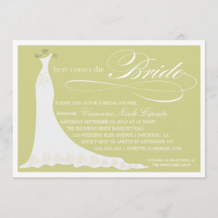 HIER KOMT DE BRIDE BRIDAL SHOWER INVITATION KAART