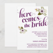 HIER KOMT DE BRIDE | BRIDAL SHOWER INVITATION KAART (Voorkant / Achterkant)
