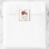 Hier komt de Bride - 🌹 🌹  Roos Floral Vierkante Sticker (Tas)