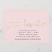 Hier komt de bruid -douche uitnodiging (Voorkant / Achterkant)