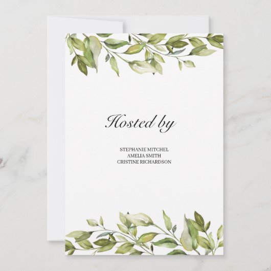 Hier komt de bruid groen bladeren en goud kaart (Achterkant)