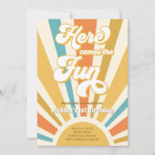 Hier komt de Fun Retro Boho Hippie Boy Birthday Kaart (Voorkant)