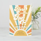 Hier komt de Fun Retro Boho Hippie Boy Birthday Kaart (Staand voorkant)