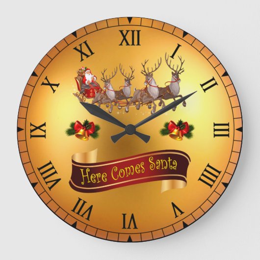 Hier komt de Kerstman en zijn rendieren ~ Grote Klok (Voorkant)