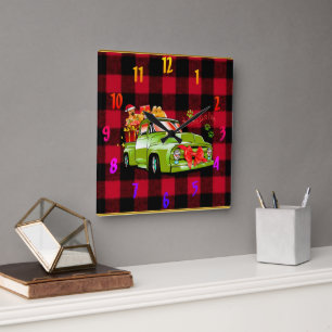 Hier komt de kerstparade van Santa Pws Vierkante Klok