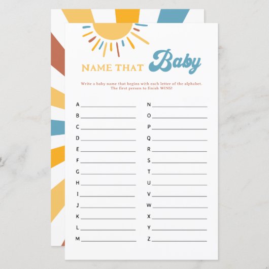 Hier komt de naam van de zoon die Baby spel (Voorkant / Achterkant)