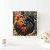 Hier komt de Rooster Vierkante Klok (Huis)