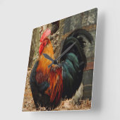 Hier komt de Rooster Vierkante Klok (Hoek)