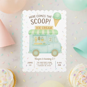 Hier komt de scoop   Mint Green Ice Cream Truck Kaart