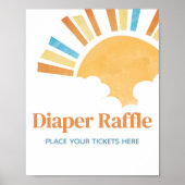 Hier komt de Son Baby shower Luier Raffle Poster (Voorkant)