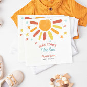 Hier komt de Son Baby shower Retro Boy Servet