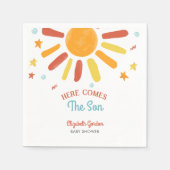 Hier komt de Son Baby shower Retro Boy Servet (Voorkant)