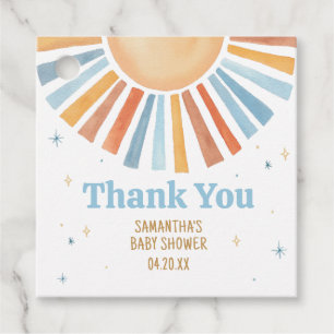 Hier komt de Son Baby shower Square gunsttags Bedankjes Labels