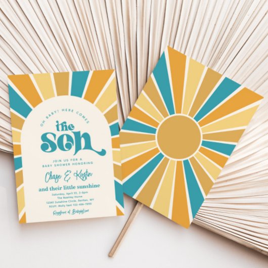 Hier komt de Son Co-Ed Baby shower uitnodiging