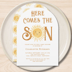 Hier komt de Son Sunshine Baby shower Arch Kaart