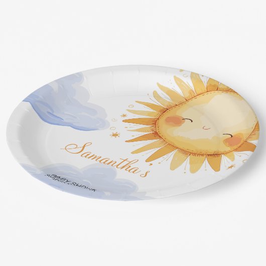 Hier komt de Sun baby shower uitnodiging Papieren Bordje (Gekanteld)