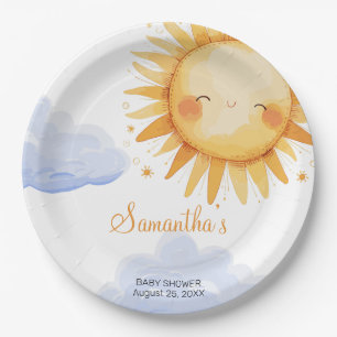 Hier komt de Sun baby shower uitnodiging Papieren Bordje