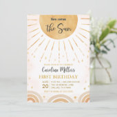 Hier komt de Sun Boho Sunshine-verjaardag Kaart (Staand voorkant)