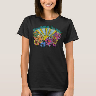 Hier komt de Sun Spring Hippie Peace Sign Floral T-shirt