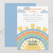 Hier komt de uitnodiging van het Baby shower Son (Voorkant / Achterkant)