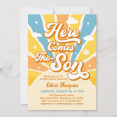 Hier komt de uitnodiging van het Baby shower Son (Voorkant)