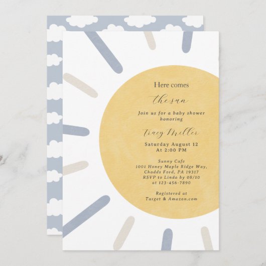 Hier komt de Uitnodiging van het Baby shower van d (Voorkant / Achterkant)