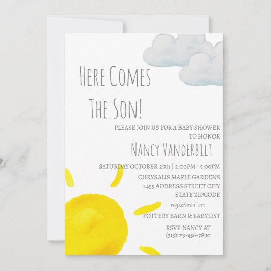 Hier komt de Uitnodiging van het Baby shower van d (Voorkant)