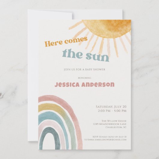 Hier komt de zon Baby Shower (Voorkant)