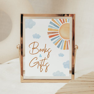 Hier komt de zon Baby shower boeken en geschenken Poster