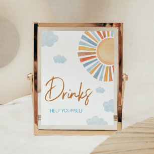 Hier komt de zon Baby shower Drinken Poster