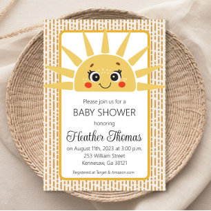 Hier komt de zon Baby shower Invitation Kaart