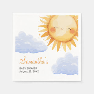Hier komt de Zon baby shower uitnodiging Servet