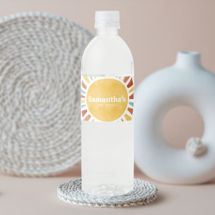 Hier Komt de Zon Baby Shower Waterfles Etiket