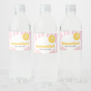 Hier Komt de Zon Baby Shower Waterfles Etiket