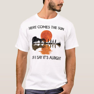 Hier komt de zon en ik zeg dat het oké gitaar G T-shirt