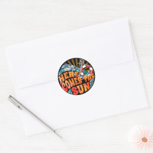 Hier Komt De Zon Klassieke Ronde Sticker