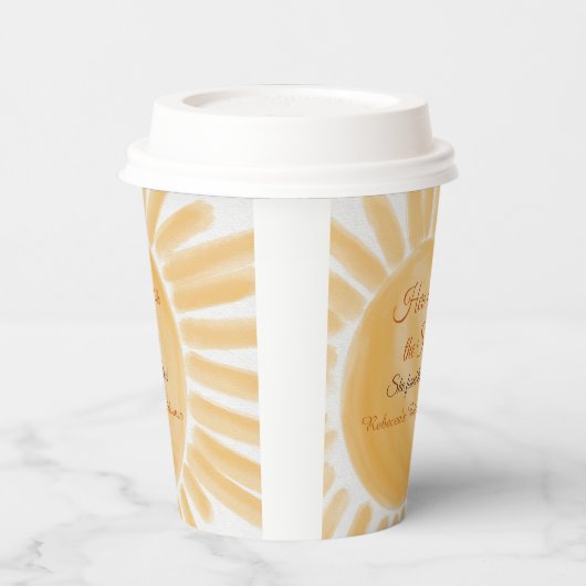 Hier Komt de Zon Ray Gele Bruiloftsborrel Papieren Bekers (Links)