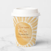 Hier Komt de Zon Ray Gele Bruiloftsborrel Papieren Bekers (Achterkant)