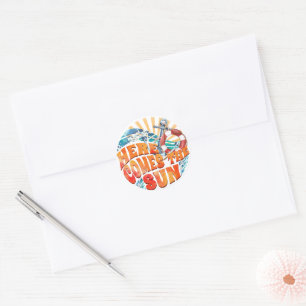 Hier komt de zon ronde sticker