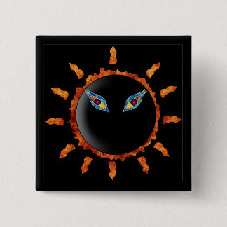Hier komt de zon vierkante button 5,1 cm