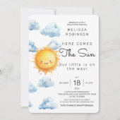 Hier komt de zon Waterverf Baby Boy Shower Kaart (Voorkant)