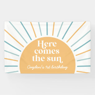 Hier komt de zon Zonnebloem verjaardag Spandoek