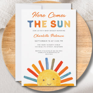 Hier komt de zon zonneschijn Baby shower Kaart