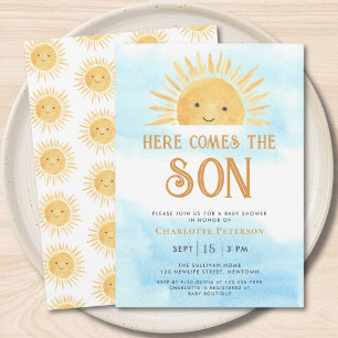 Hier Komt de Zon Zonnige Hemel Baby Shower Kaart