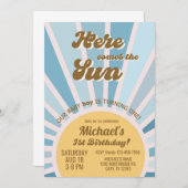 Hier komt de zonjongen van de eerste verjaardag ui kaart (Voorkant / Achterkant)