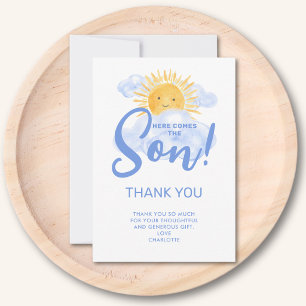 Hier Komt De Zoon Baby Shower Bedankkaart