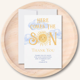 Hier Komt De Zoon Baby Shower Bedankkaart