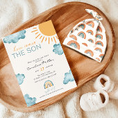 Hier komt de zoon Baby shower Kaart