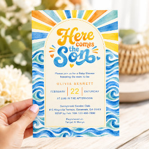 Hier Komt De Zoon Baby Shower Kustzonneschijn Kaart
